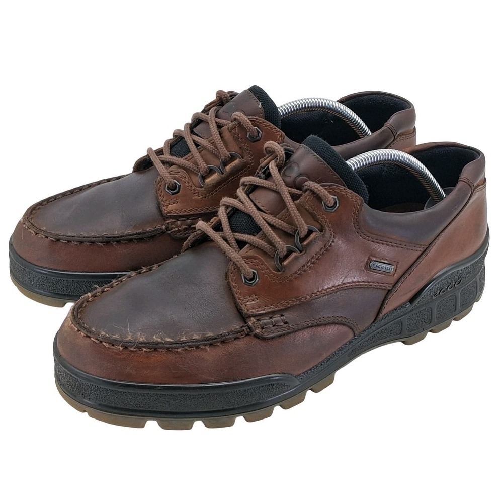 ECCO Shoes Mens 11 Brown Leather Track Waterproof Casual Sneakers Lug Comfort